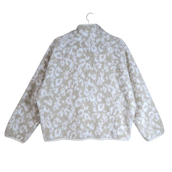 All in Motion Animal Print Sherpa Jacket Ivory Beige M Relaxed Zip Up Casual - Picture 10 of 10